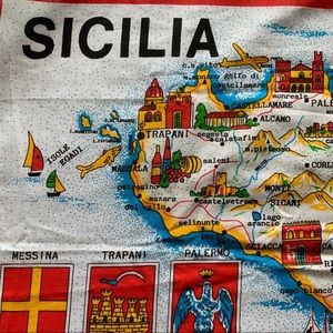 Vintage Sicilia Souvenir Scarf